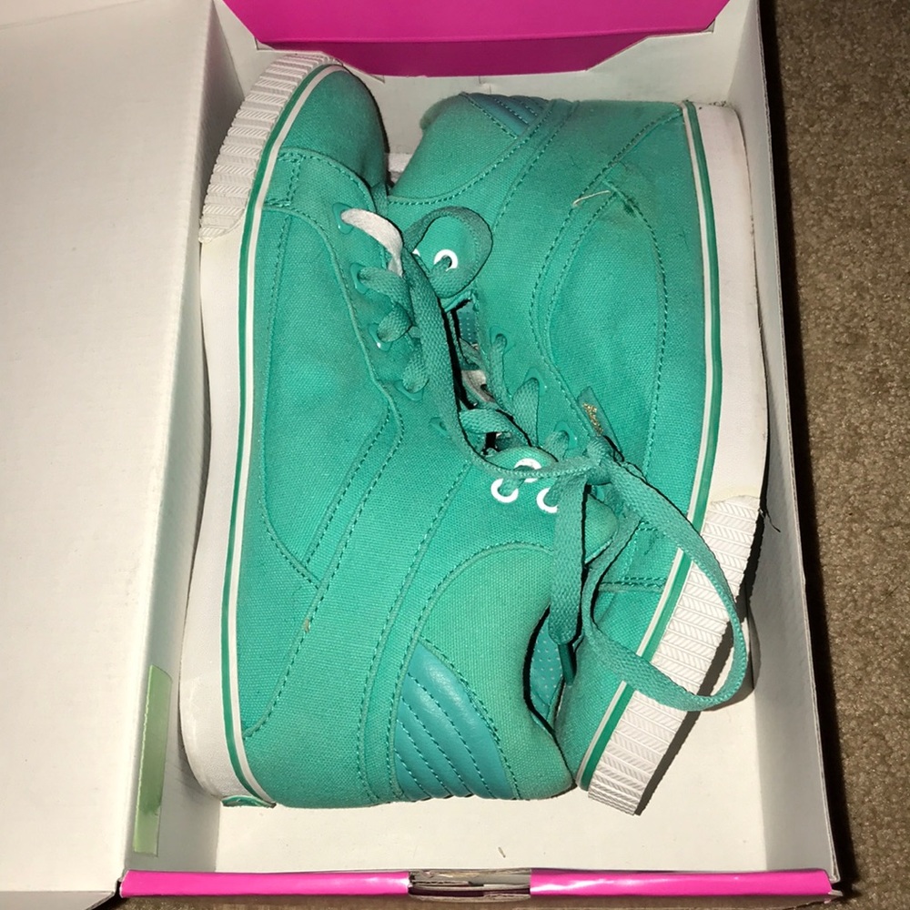 Turquoise high top sneakers